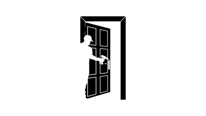 door installation symbol, black isolated silhouette