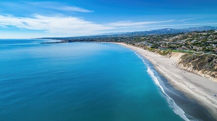 Aerial Capistrano Beach View: Ocean, Blue Sky, Real Estate in California