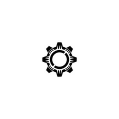 Abstract Gear Icon, Black and White Minimalist Logo Design
