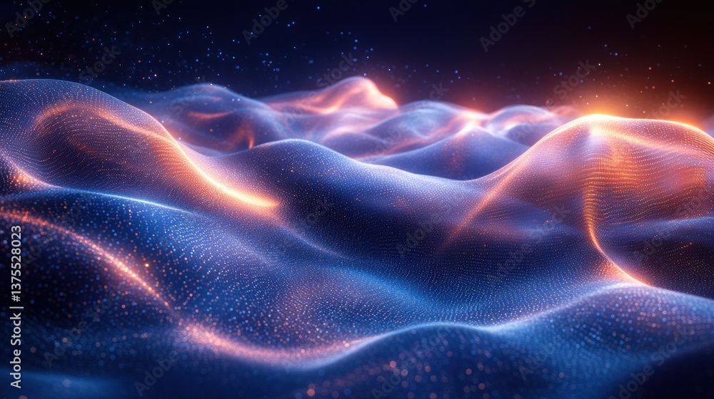 Poster futuristic digital wave pattern abstract technology background glowing blue light waves grid texture