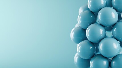 Fototapeta premium Blue exosome particles in cosmetology biotechnology concept. Close-up of blue spheres creating an abstract molecular structure.