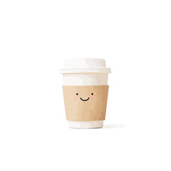 Smiling Cup of Coffee: a friendly cup of coffee is ready to greet the day, and show its positive expression. 