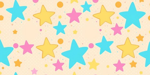 Seamless pastel star and dot pattern, simple vector design, print, textile