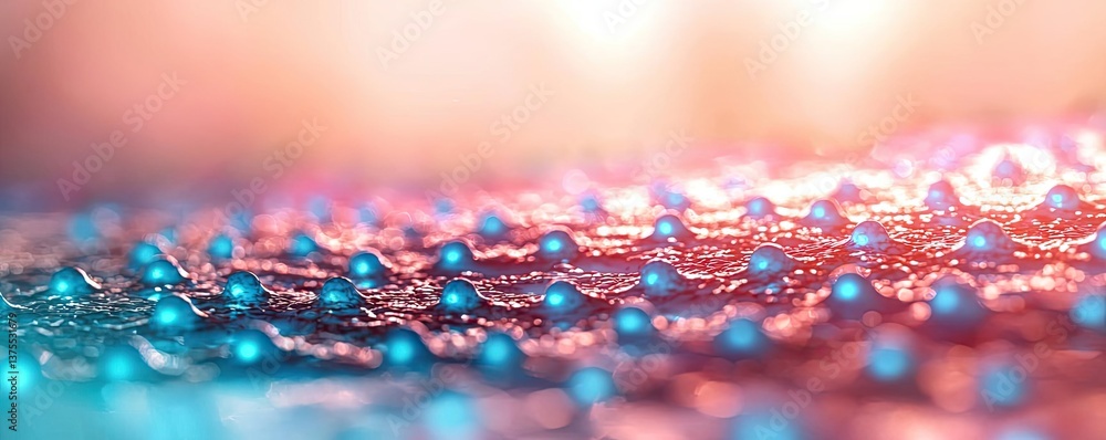 Poster blue exosome particles in medical and skincare concept. an abstract view of colorful molecules refle