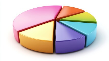 Obraz premium Colorful 3D Pie Chart for Data Visualization