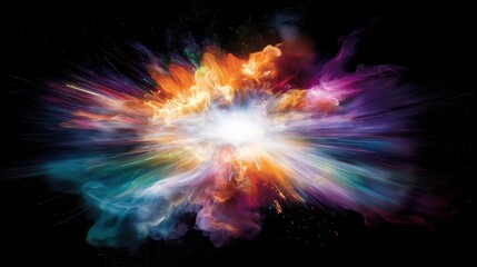 Obraz premium Prismatic light explosion against a stark black background