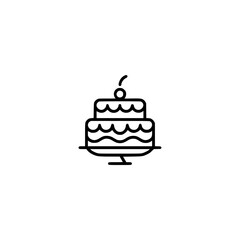 Minimalist Line Art Cake Icon - Celebration, Dessert, Iconography