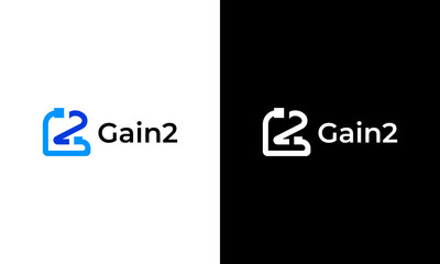 Letter G with 2 icon creative icon logo design template