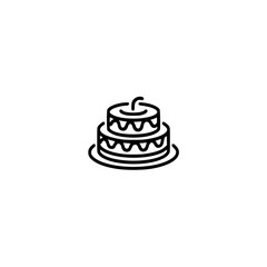 Minimalist Birthday Cake Icon on White Background