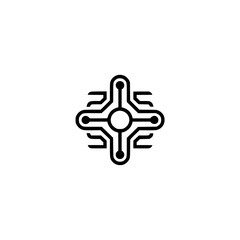 Futuristic Circuitry Icon, Modern Minimalist Tech Symbol
