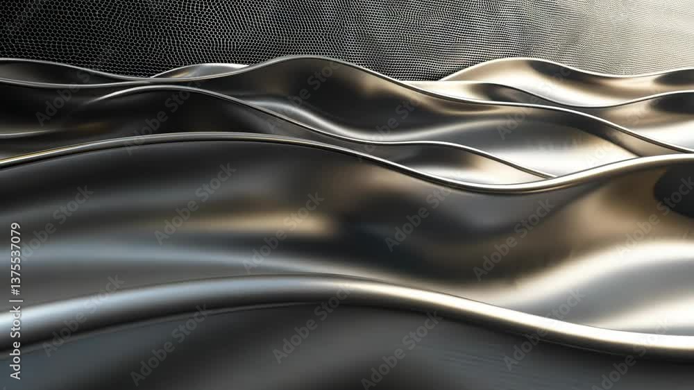 Poster curved black surface creates a dynamic texture and light interplay in a modern design setting