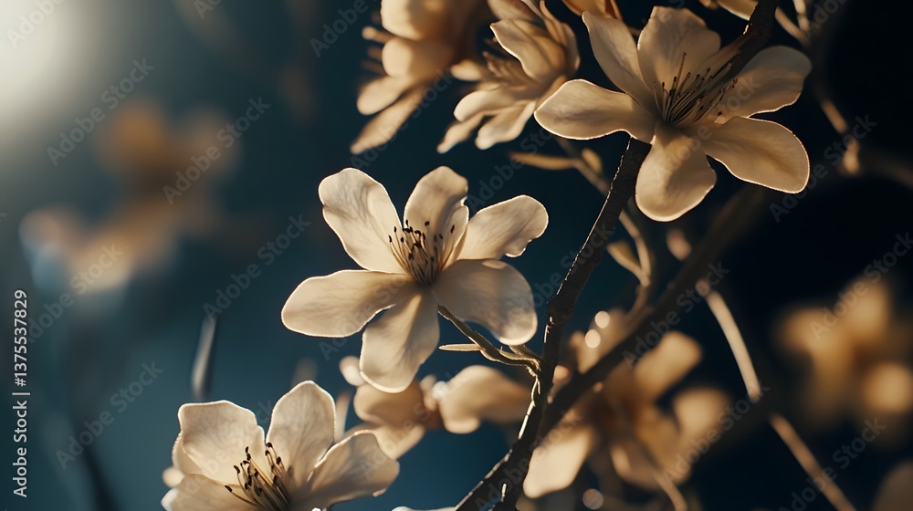 Poster a close up view of delicate ethereal flowers in bloom showcasing their intricate petals soft texture