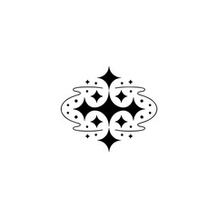 Minimalist Black Diamond and Starburst Ornament on White Background