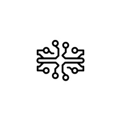Minimalist Circuit Board Icon on White, Tech Logo Design