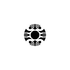 Geometric Black Circular Design on White Background