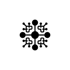 Abstract Circuitry Snowflake Icon on White Background