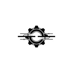 Futuristic Gear Logo: Minimalist Tech Icon on White
