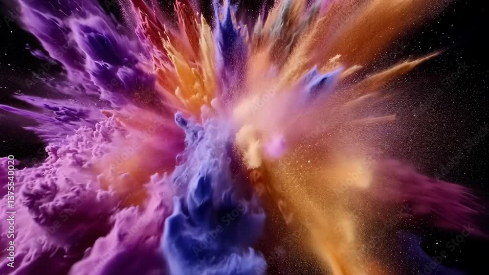 Poster vibrant explosion of colors creating a stunning cosmic display in a dark background