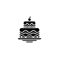 Minimalist Cake Icon: Elegant Black and White Celebration Design