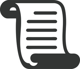 Curled Scroll Icon with List Style Paper and Transparent Background Design