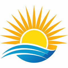 Sunrise Over Ocean Icon &ndash; Minimal Beach Horizon Vector Design