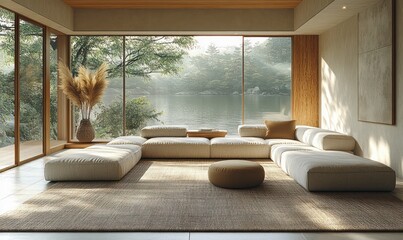 Minimalist Modern Living Room Scandinavian Interior Design Natural Light Cozy Atmosphere