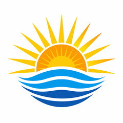 Obraz premium Sunrise Over Ocean Icon – Minimal Beach Horizon Vector Design