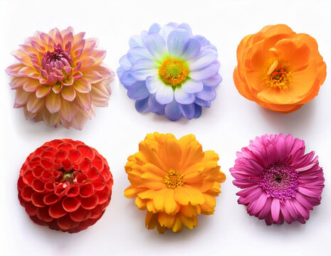 diff&eacute;rentes fleurs sur un fond blanc