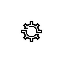 Minimalist Cogwheel Icon with Shadow, Tech, Concept, White Background