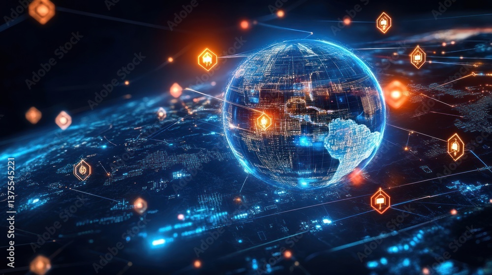 Poster global network visualisation of digital technology and cyber communication