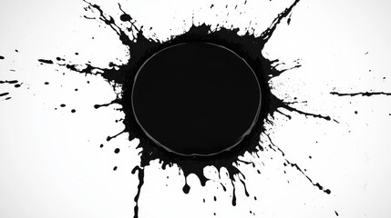 Black ink splatter white background creates striking visual effect