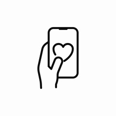Mobile heart message love icon vector sign