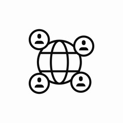 people globe network icon vector sign