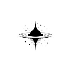 Fototapeta premium Minimalist Black Hole Design: Cosmic Silhouette on White Background