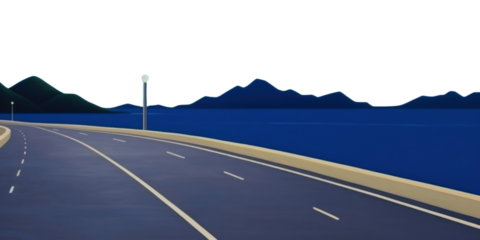 PNG Road and sea landscape outdoors horizon.