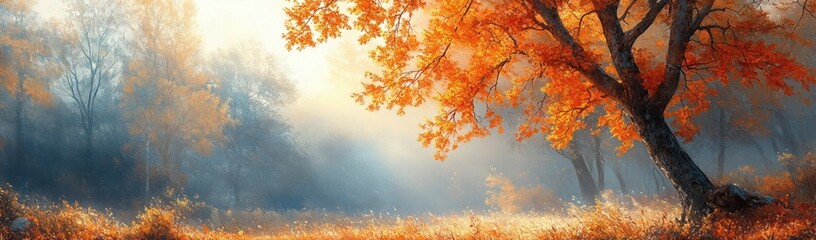 autumn landscape vibrant leaves sunlight serene nature park trees fall scenery