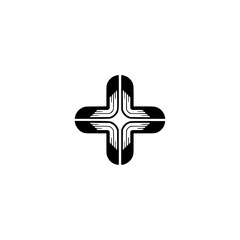 Obraz premium Minimalist Abstract Cross Icon in Black and White