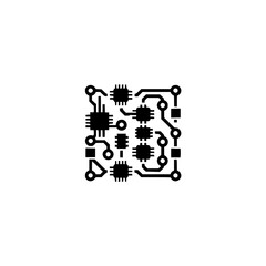Minimalist Circuit Board Icon, Tech Design, Clean Silhouette