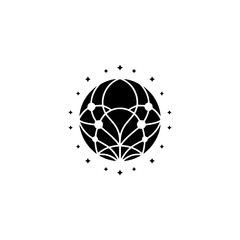 Abstract Globe Logo: Minimalist Black and White Network Design