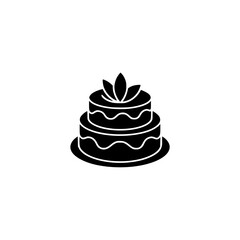 Elegant Tiered Cake Icon with Leafy Topper - Minimalist Design