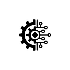 Gear and Circuitry Icon: Engineering and Technology Concept