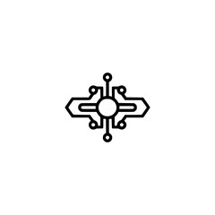Minimalist Tech Circuit Symbol on White, Clean Vector Design