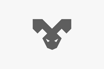 Simple bold angry rabbit head logo