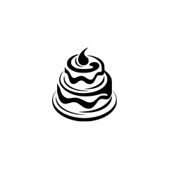 Minimalist Black Cake Illustration on White Background