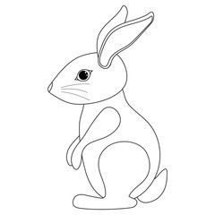Outline drawing of a cute rabbit sitting upright. Easter Bunny is standing. Perfect for coloring page, Easter themes, and kids illustrations.