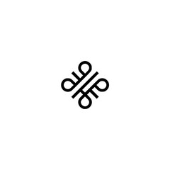 Abstract Minimalist Icon: Symmetric Black Design on White Background