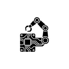 Robotic Arm Assembling Circuit Board - Minimalist Tech Icon