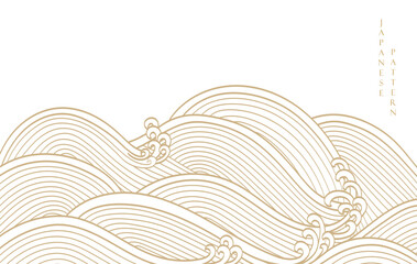 Japanese background with line ocean sea pattern vector. Abstract template with geometric wave pattern. Mountain layout design in oriental style