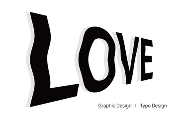 LOVE 텍스트에 물결과 리듬감이 느껴지는 생동감을 더한 타이포 디자인
