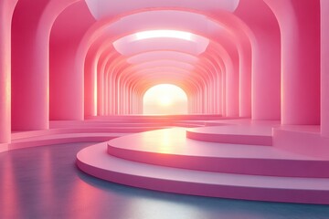 Obraz premium Minimalist 3D Pink Cylinder Shapes for Product Display and Modern Art Presentation